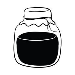 Simple Glass jar, black and white Line art vector illustration