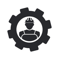 Technician icon with simple silhouette design, Repairman icon color  editable