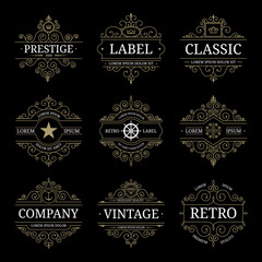 Set of retro vintage luxury logo templates