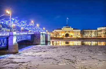 Deurstickers Palace Bridge and Admiralty in St. Petersburg © yulenochekk