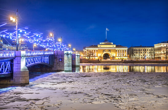 Palace Bridge and Admiralty in St. Petersburg