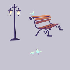 cute funny cartoon illustration items from the park on the background