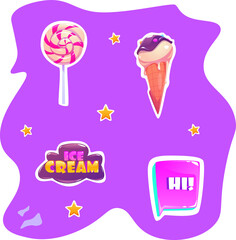 cute funny cartoon stickers illustration on background