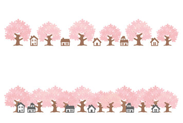 桜並木　桜　さくら　背景　フッター