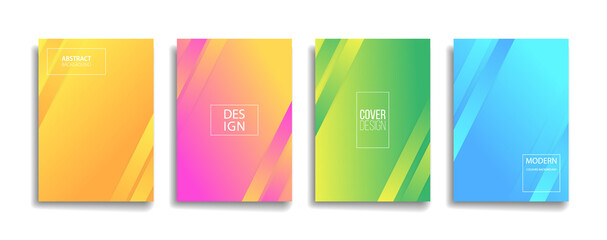 bright gradient color abstract line pattern background cover design. modern background design with trendy and vivid vibrant color. blue violet red orange green placard poster vector cover template.