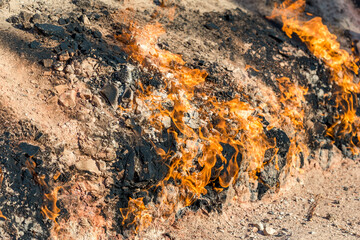 Burning Mountain (Yanardag) near Baku, Azerbaijan