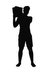 Worker in hard work silhouette vector on white background