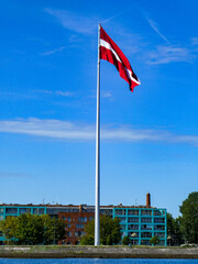 latvia flag against sky