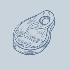 cute funny cartoon meat illustration on background