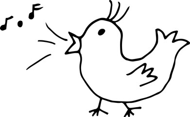 doodle illustration of a singing bird