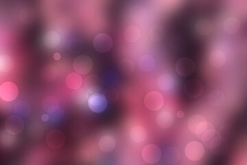 Abstract gradient dark purple pink background texture with blurred bokeh circles and lights. Space for design. Beautiful backdrop.