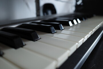 piano keys close up