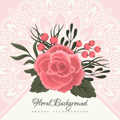 Ornate flower border. Elegant Vintage wallpaper design.