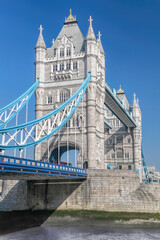 Fototapeta na wymiar Tower Bridge with blue sky in London, England, UK