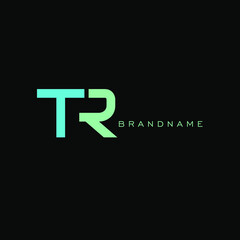 the letter TR. Simple vector logo design on black background
