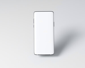 Smartphone mockup with white screen display 3d rendering