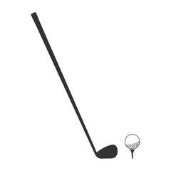 Golf club or stick icon with ball on tee. Vector illustration.