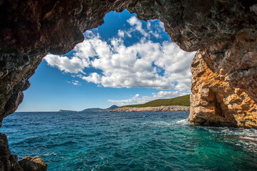 Blue cave in Montenegro coast