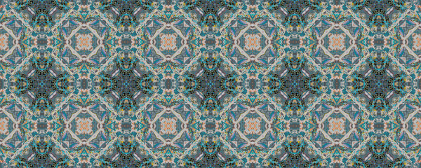 Ethnic Endless Template. Sapphire Abstract Motif.