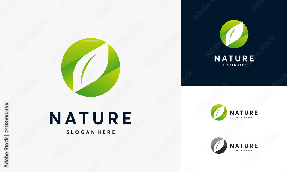 Wall mural modern 3D Nature Hexagonal logo template designs vector illustration