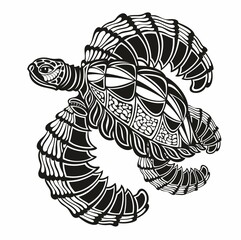 Graphic sea turtle, vector illustration animal