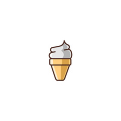 Illustration of Ice Cream Cone Filled Color Icon - Fast Food Icon Set Vector Illustration Design.