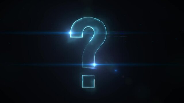Mysterious Question Mark On Scifi Technology Background/ 4k animation of a mysterious background question mark symbol revealing, with scifi futuristic fx