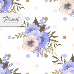Vector seamless background with purple, pink and blue lilac flowers.