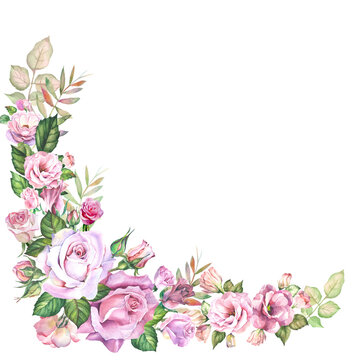 frame with watercolor  roses