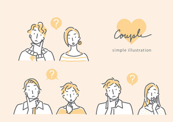 バレンタイン用のカップルのシンプルでおしゃれな線画イラスト素材セット Wall Mural Atelier Fmika バレンタイン用のカップルのシンプルでおしゃれな線画イラスト素材セット Wall Mural Atelier Fmika