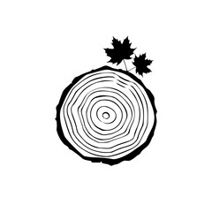 Fototapeta premium Wood rings and leaf icon isolated on white background