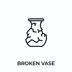 broken vase icon vector. broken vase sign symbol for modern design. Vector illustration	