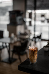 glass of coffee with milk on the table