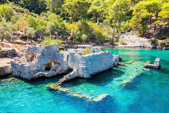 Gocek Bay coastline view in Turkey