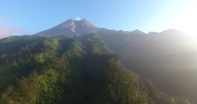 morning aerial view from the mountain mountains merapi volcano yogyakarta
