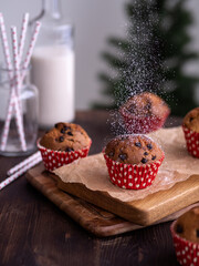Cupcakes in a red package with chocolate