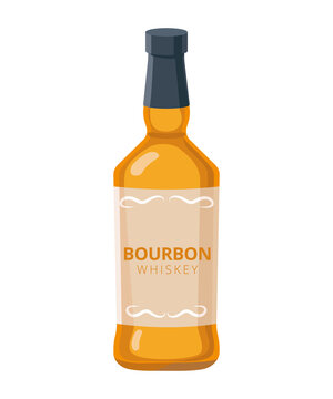 Bourbon Whiskey Bottle - Vector Illustration In Flat Design Isolated On White Background