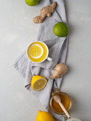 Ginger tea with lemon and honey