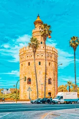 Fototapeten Tower of Gold (Torre del Oro) is a military watchtower on Paseo © BRIAN_KINNEY