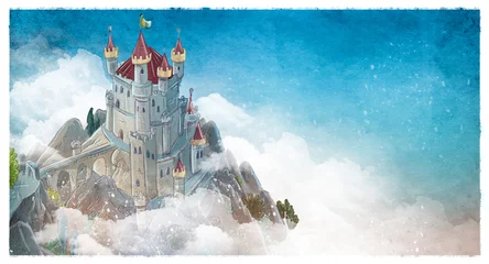 Poster Magisch kasteel in de bergen © cirodelia