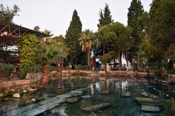 Antique thermal pool in the ancient city of Hierapolis.Turkey