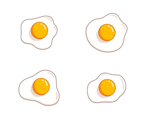 Fried eggs. Helthy breakfast. Cartoon egg flat trendy design. Vector illustration isolated on white background