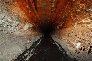 Large sewage tunnel with filth flowing out