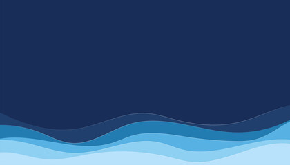 Blue water wave line deep sea pattern background banner vector illustration.