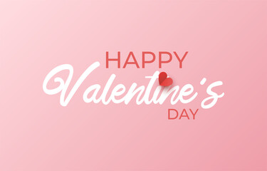 Happy Valentine's day typography banner with red heart shape sweet background vector illustration.