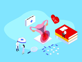 Cervical cancer study 3D isometric vector concept for banner, website, illustration, landing page, flyer, etc