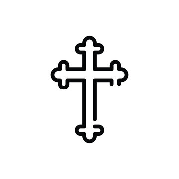 Christian Cross Icon Logo Illustration Vector Isolated. Christ and Easter Icon-Set. Suitable for Web Design, Logo, App, and UI. Editable Stroke and Pixel Perfect. EPS 10.