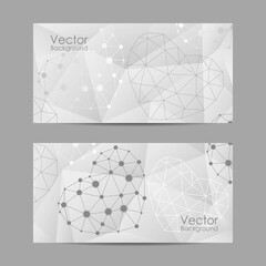Set of horizontal banners with abstract hearts