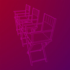 Director movie workplace chair. Wireframe low poly mesh vector illustration