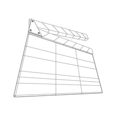 Movie clapper board. Film cinema concept. Wireframe low poly mesh vector illustration